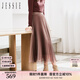 JESSIE時尚亮絲漸變顯瘦百褶網(wǎng)紗半身裙女秋 咖啡色 S
