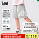 Lee童裝夏季兒童短褲2025新款男女中大童休閑運(yùn)動(dòng)褲學(xué)生防潑水五分褲 灰色 （100%棉） 165 cm