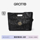 GROTTO個(gè)樂(lè)經(jīng)典CARRY托特包大容量通勤植鞣褶皺綿羊皮手提單肩包禮物 經(jīng)典黑金標(biāo)L