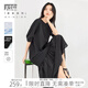 對白索羅娜慵懶風(fēng)連衣裙2024新款女垂墜感連衣裙氣質(zhì)顯瘦小黑裙子 靜謐黑 XL
