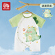 愛貝迪拉嬰兒衣服連體短袖半袖春夏薄款幼兒小孩開空調(diào)男寶寶女外出短褲 【春夏連體衣】波波恐龍 90cm （建議23-30斤）