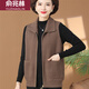 俞兆林（YUZHAOLIN）媽媽春秋毛衣馬甲女40歲50洋氣時(shí)尚中年無(wú)袖色拉鏈針織開(kāi)衫背心 棕色 2XL 建議120-130斤