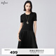 伊芙麗（eifini）伊芙麗圓領(lǐng)針?biāo)笃瘁樋棸亳逇赓|(zhì)淑女連衣裙2024秋裝新款百搭裙子女 黑色 160/84A/M