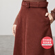 凡琴磨毛微A型半裙秋冬中長(cháng)款傘裙復古簡(jiǎn)約氣質(zhì)  343Q73145 磚紅色 M