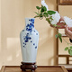 富玉呈祥景德鎮陶瓷釉下彩高溫白瓷手繪青花工藝擺件桌面插花花瓶中式送禮 云曼（手繪釉下彩）