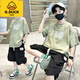 G.DUCKKIDS男童夏季套裝2025新款中大童運動薄款短袖炸街男孩夏天衣服兩件套 綠色 120 適合身高110cm左右