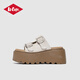 LEE COOPER8CM增高勃肯拖鞋女軟底夏季外穿沙灘鞋2025新款涼拖鞋厚底博肯鞋 米色 35