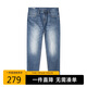 卡賓萊卡彈力牛仔褲24秋修身小腳褲棋盤(pán)格通勤 蔚藍(lán)色47 31 