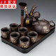 紫砂茶具套裝家用功夫茶杯茶壺泡茶器簡約辦公室客廳喝茶盤整套 紫砂/龍壺（荷韻）+六杯+福豬/茶道+長琴胡黑