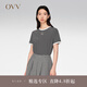 OVV2024春夏新款女裝星空刺繡舒適圓領(lǐng)清爽條紋休閑短袖T恤 黑色條紋07 M