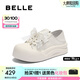 百麗（Belle）可兩穿板鞋女2025秋季新款可愛蝴蝶結(jié)厚底增高休閑鞋B2629CM5 米白色 36 (230mm)
