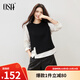 歐莎不規(guī)則假兩件拼接衛(wèi)衣上衣女2025秋季新款通勤百搭套頭衫 黑色 S