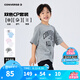 Converse【2件裝】匡威兒童T恤男童短袖兒童半袖純棉休閑圓領(lǐng)t恤兒童上衣 巖嶺灰+白色 150 /72 【建議身高140-152cm】