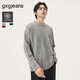 gxg.jeans男裝* 多色基礎刺繡絞花保暖圓領(lǐng)毛衣針織衫男25年冬新品 灰咖色 L (175)