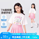 左西女童短袖T恤7A抑菌兒童手繪夏季2025新款女孩超好看半袖 白色 120