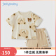 JELLYBABY兒童夏裝小熊兩件套夏款男孩衣服夏季潮男童短袖套裝 杏色 110 cm