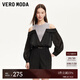 VEROMODAT恤女2024春夏新款圓領(lǐng)拼接露肩字母網(wǎng)紗短款收腰個(gè)性時(shí)尚 黑色 M