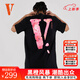 VLONESakura大V字Logo櫻花印花短袖T恤男女同款半袖新款純棉休閑夏裝 VLTE22004黑粉 L