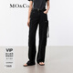 MO&Co.牛仔褲夏棉質(zhì)不規(guī)則工裝口袋低腰直筒側(cè)縫前移摩安珂 牛仔黑色 S 26