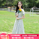 BICAIYA 女童連衣裙夏季薄款少女學(xué)院風(fēng)中長裙2022年新款網(wǎng)紅韓版中學(xué)生夏裝女初中生碎花連衣裙 白色 180cm（建議165-170重100-110斤）