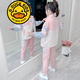 G.DUCKKIDS品牌童裝女童套裝春秋款洋氣女孩外套t恤褲子休閑三件套中大童潮 粉色兩件套 130