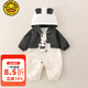 G.DUCKKIDS小黃鴨兒童連體衣服嬰兒春秋款雙層長袖防風(fēng)外出沖鋒衣寶寶運(yùn)動(dòng)型 aecaome熊貓黑白 73cm 73碼建議7-9個(gè)月13-18斤