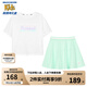 Skechers斯凱奇童裝女童針織短袖短裙夏季套裝兒童戶外舒適T恤衫P224G043 亮白色/0019 165 cm