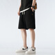 鉑吶苓運動(dòng)短褲男士夏季休閑褲寬松跑步健身系帶籃球五分褲百搭直筒褲子 男士短褲【黑色】 2XL （140-160斤）