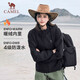 駱駝（CAMEL）梭織加絨連帽風(fēng)衣女防潑水防風(fēng)外套 J23CAYL6066 幻影黑 M