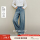 茵曼【商場(chǎng)同款】100棉休閑直筒牛仔褲2025秋季女裝新款寬松長(cháng)褲 牛仔藍 26