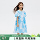 安奈兒安奈兒童裝女童短袖連衣裙夏純棉彈力甜美A字裙子印花裙