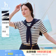 哈吉斯（HAZZYS）女裝 夏季女士【PHIZ系列】條紋活力休閑T恤衫女 藏青色NV M (160/84A 38)