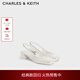 CHARLES&KEITH方頭粗跟蝴蝶結(jié)涼鞋芭蕾舞鞋七夕禮物CK1-60361560 Chalk粉白色 39 （250）