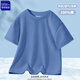 唐獅男女童短袖T恤純棉夏裝上衣兒童白t打底衫多色可選 遠峰藍 160