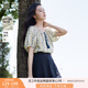 香影波西米亞度假風(fēng)藍(lán)色碎花襯衫女夏2025新款含亞麻圓領(lǐng)上衣小衫 航線藍(lán) 襯衫 M 160/84A/95-110斤