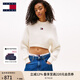 TOMMY JEANS25新款秋冬女裝混紡肌理感刺繡短款毛衣針織衫21677 白色YBH S （推薦：100-110斤）