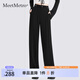 MeetMetro瑪依爾黑色休閑褲女2025春新款時尚高腰寬松女士直筒褲 黑色【現(xiàn)貨閃電發(fā)】 S