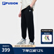 FILA FUSION斐樂潮牌針織長褲男2025夏季新款時尚寬松收口休閑褲 【男】正黑色-BK L