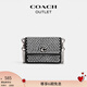 蔻馳（COACH）【七夕情人節(jié)禮物】奧萊女士仿水晶ESSENTIAL半翻蓋卡包 LH/黑色