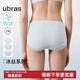 ubras冰絲涼感超薄透氣不悶內褲女士中腰抗菌舒適三角褲（3條裝） 漣漪藍+薄荷奶糖+柔灰紫 3條 L