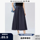 佐丹奴裙子女夏季壓褶a字裙抽繩松緊腰顯瘦半身長(zhǎng)裙13465349