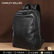 Cowley Keller雙肩包男士真皮背包大容量通勤書包戶外旅行包頭層牛皮商務(wù)電腦包 黑色-頭層牛皮 41*12*28cm 14英寸