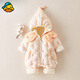 G.DUCKKIDS小黃鴨嬰兒衣服秋冬季套裝新年寶寶冬裝加厚連體衣外套加絨冬款外 桔色 73cm
