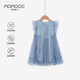 瑪米瑪卡（MOMOCO）童裝女童裙子夏季新款兒童夏裝時(shí)尚高級設計感連衣裙 藍色  120 