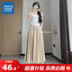 真維斯（Jeanswest）女裝山本裙新款夏季通勤高腰A字顯瘦垂墜感時尚百搭半身裙裙子GL 奶杏色8170 L 165/68A