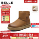 百麗（Belle）復古鞋頭擦色雪地靴女2025冬新商場(chǎng)同款舒適保暖短靴E5K1DDD5 棕色 37