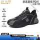 KLWP香港輕奢男鞋四季包底運(yùn)動(dòng)休閑鞋男厚底增高減震跑步鞋軟底旅游鞋 白灰皮面 38