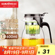 金灶（KAMJOVE）彈壓式玻璃茶道杯 茶水分離飄逸杯 翻蓋過濾泡茶壺茶藝花茶壺茶具 【專利彈壓濾茶】K-204茶壺 600ml