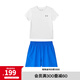安德瑪（Under Armour）兒童夏季運動套裝夏款短褲短袖套裝男大童短袖梭織短褲套裝 白T藍短褲 160
