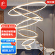 世瀾復(fù)式樓大吊燈中空客廳燈現(xiàn)代簡(jiǎn)約躍層挑空l(shuí)oft樓中樓吊燈中山燈具 五圈40+60+80+100+120高3米 金色